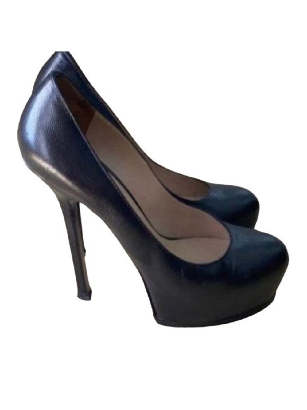 Yves Saint Laurent Tribute 120mm Leather Platform Pumps Black, Size 37.5